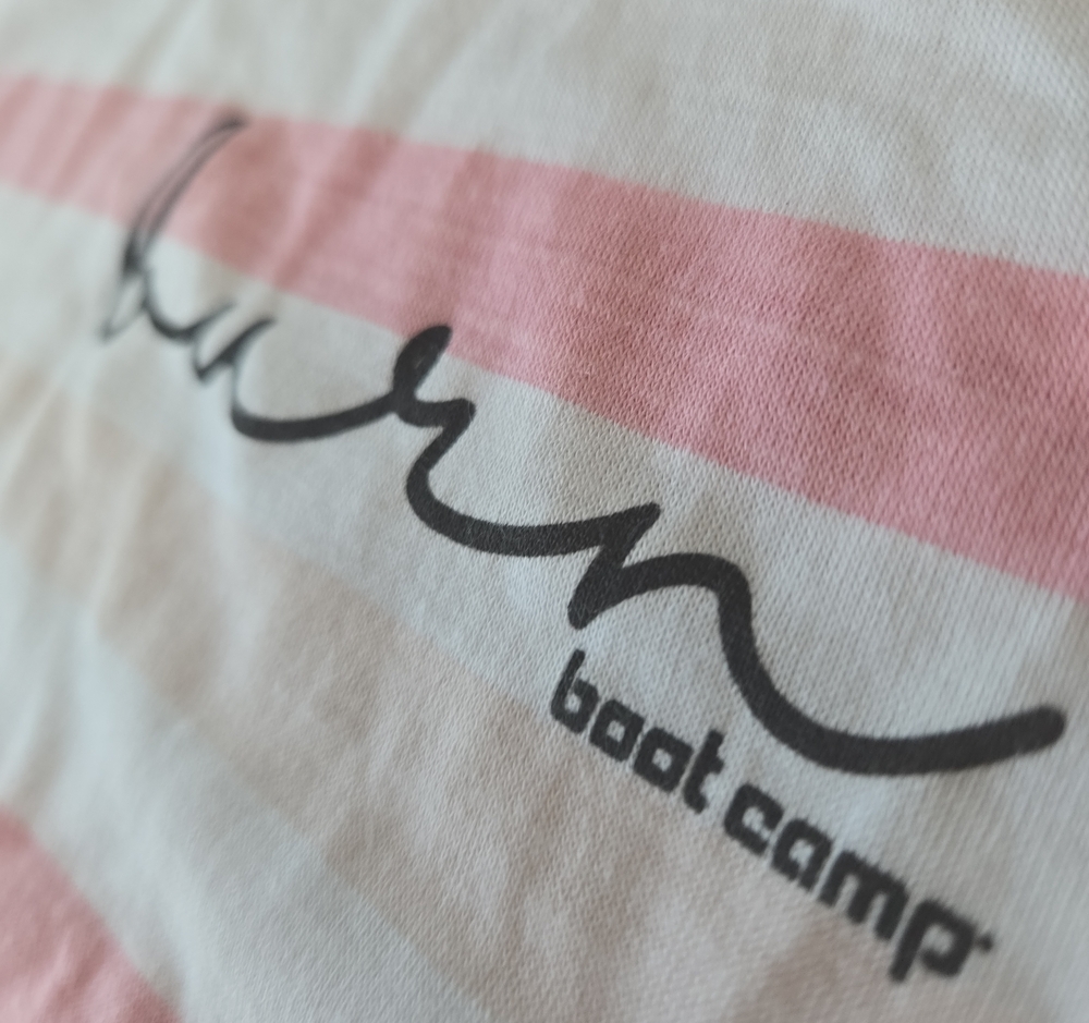 Burn Boot Camp Striped Tank Top in Pink and White